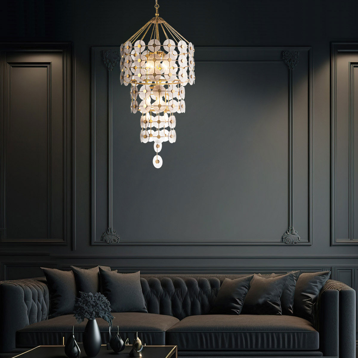 Takkrona MERIDIAN, bearbetat guld och rökt glas - Bild 6