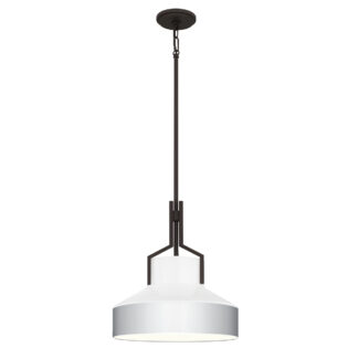 Pendellampa BRECKEN, gammal brons och skärm i konstgjord alabasterglas