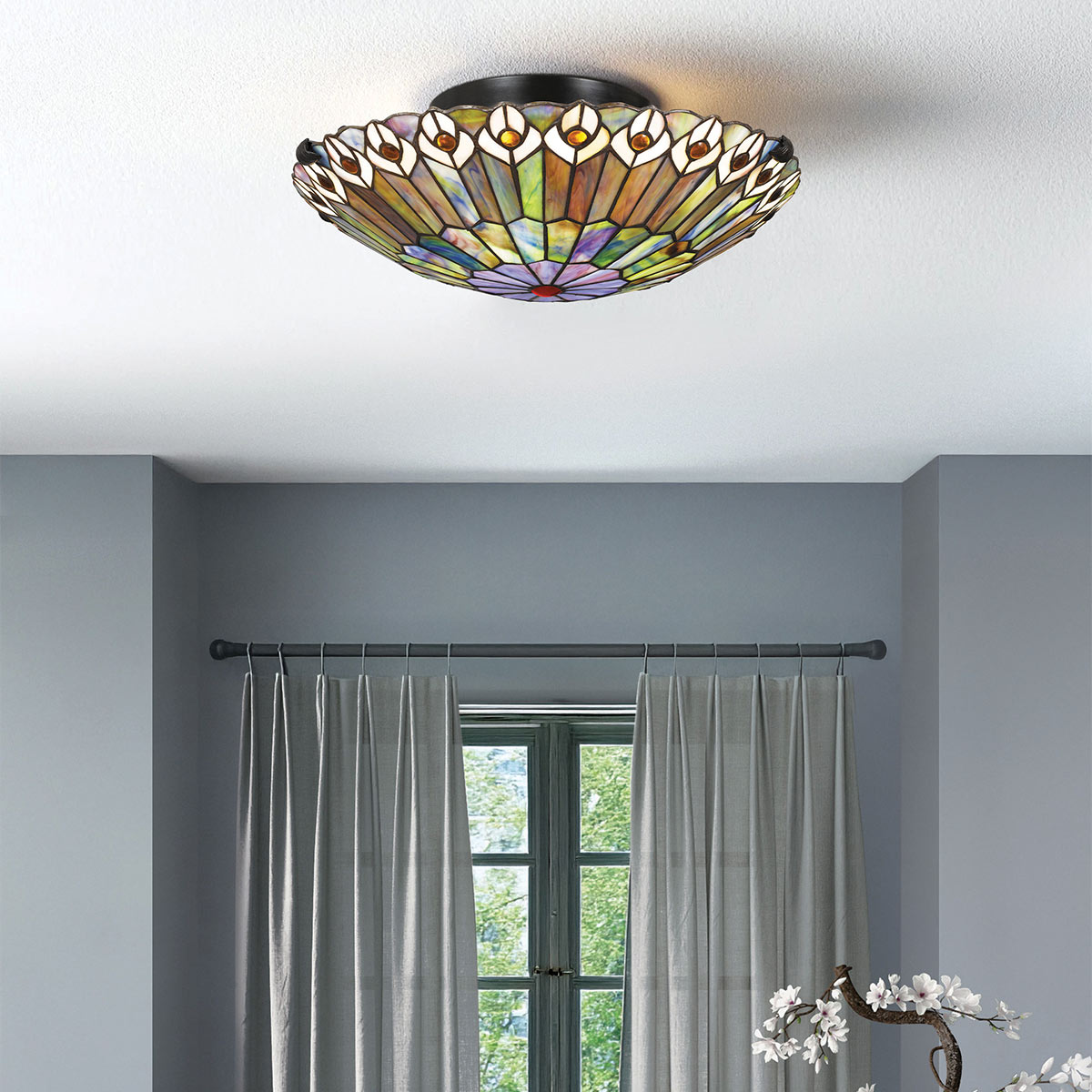 Plafond WATKINS, valiant brons & konstglasskärm - Bild 7